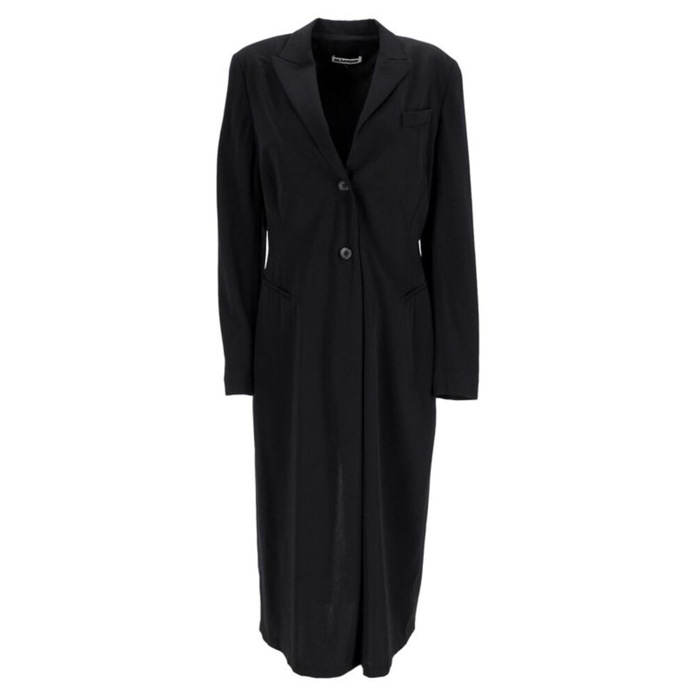 Jil Sander Single-Breasted Midi Coat In Black Wool
